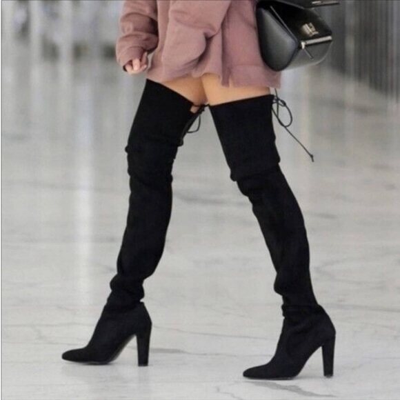 SAM EDELMAN KENT over the knee heeled suede boot dark grey - Picture 1 of 16